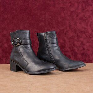 Paul Green Women Vanessa Black Leather Fashion Dress Ankle Boots sz 8.5US UK6